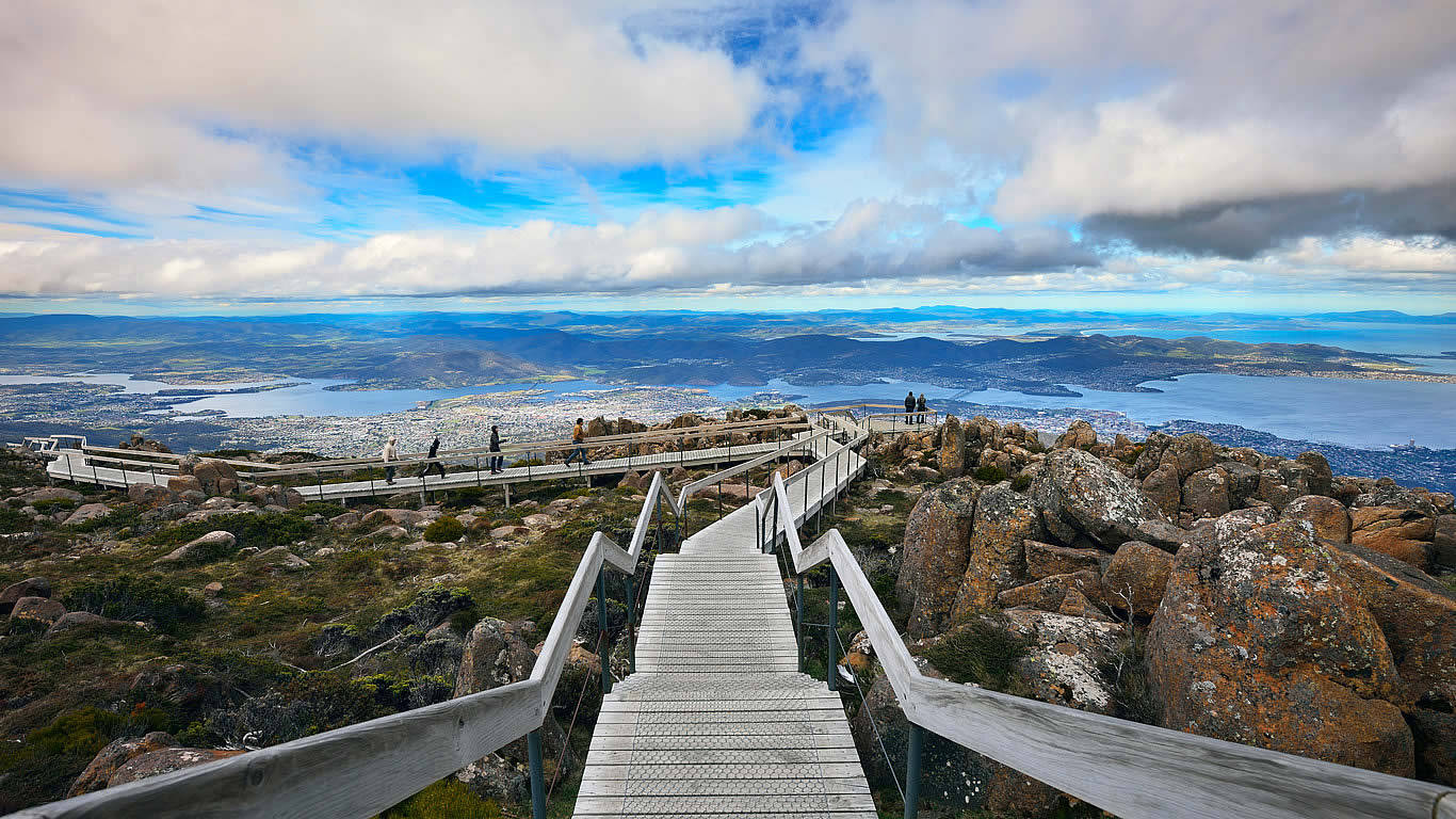 Tasmania Wooden Path Going Down Background