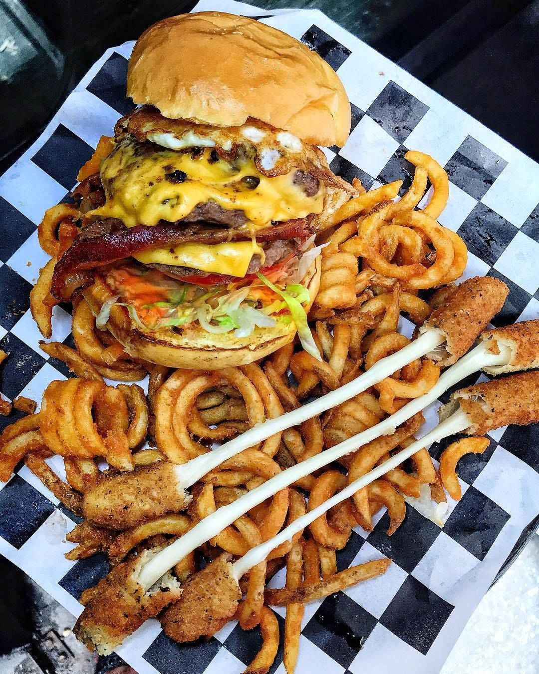 Tasty Burger And Fries Background