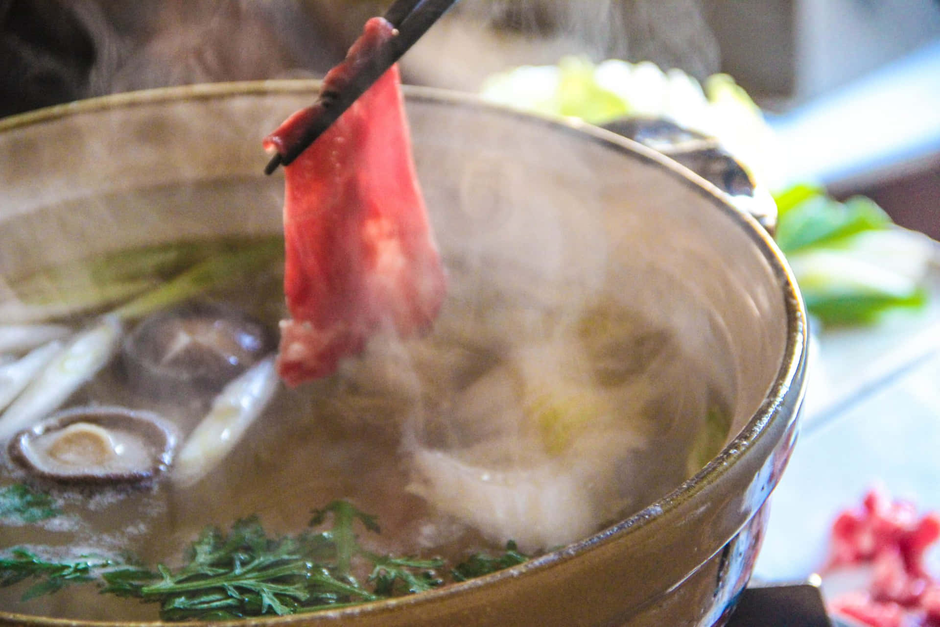 Tasty Meat In A Shabu-shabu Stew Background