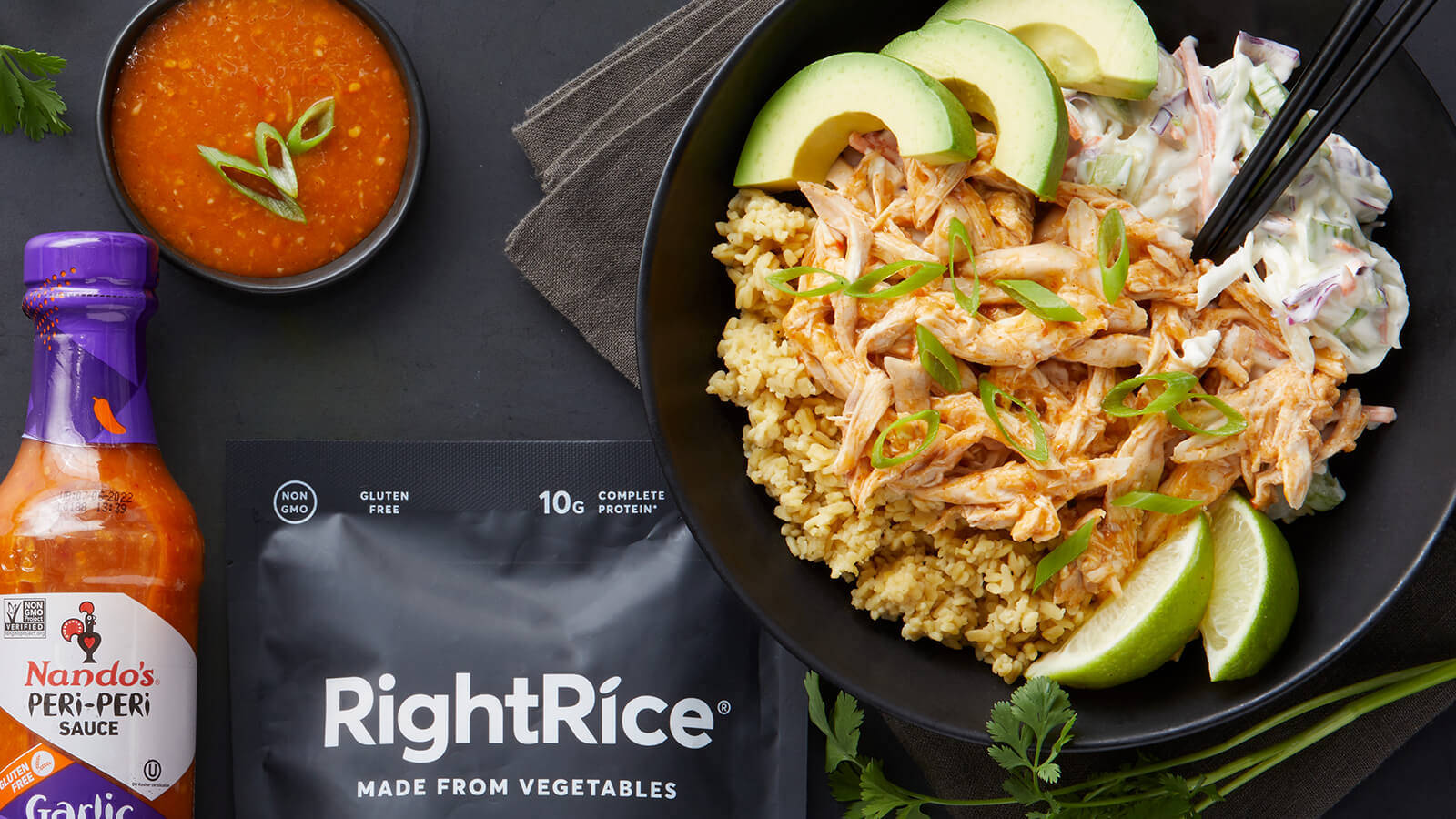 Tasty Peri Peri Chicken Served On Bed Of Fluffy Rice Background