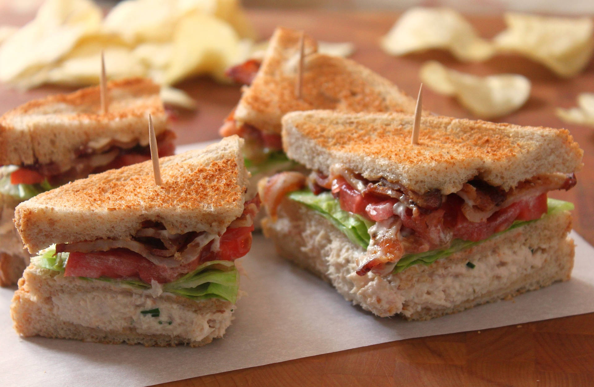 Tasty Tuna Club Sandwich For A Quick Lunch Background