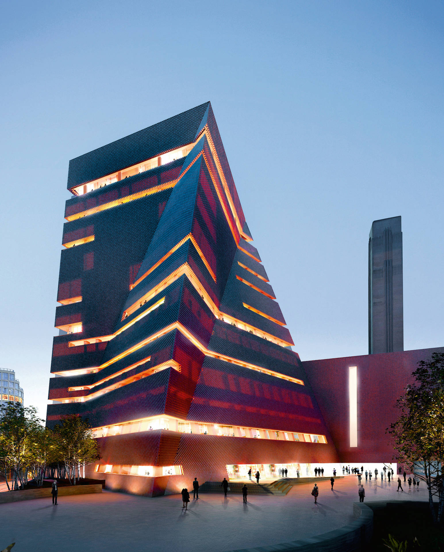 Tate Modern Building Lights On Background