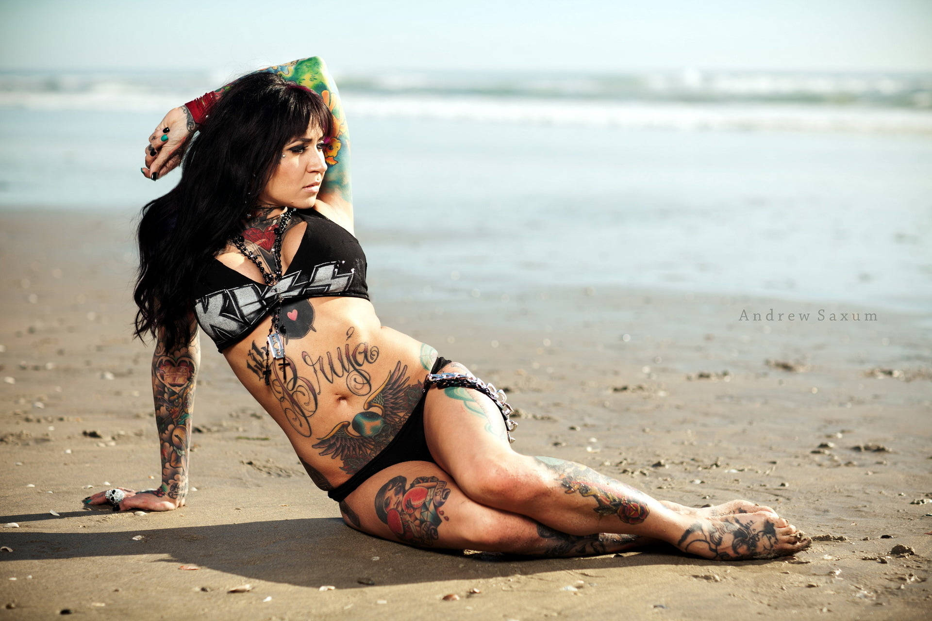 Tattooed Beach Woman Bikini