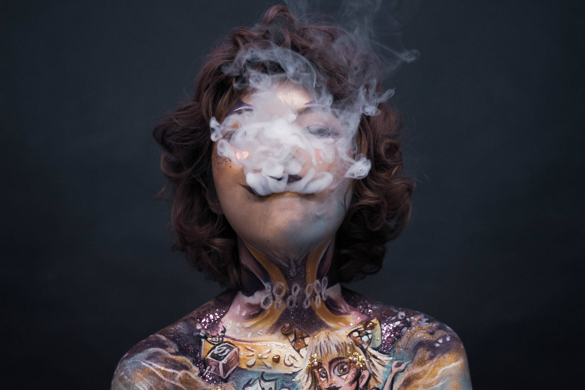 Tattooed Girl Smoking