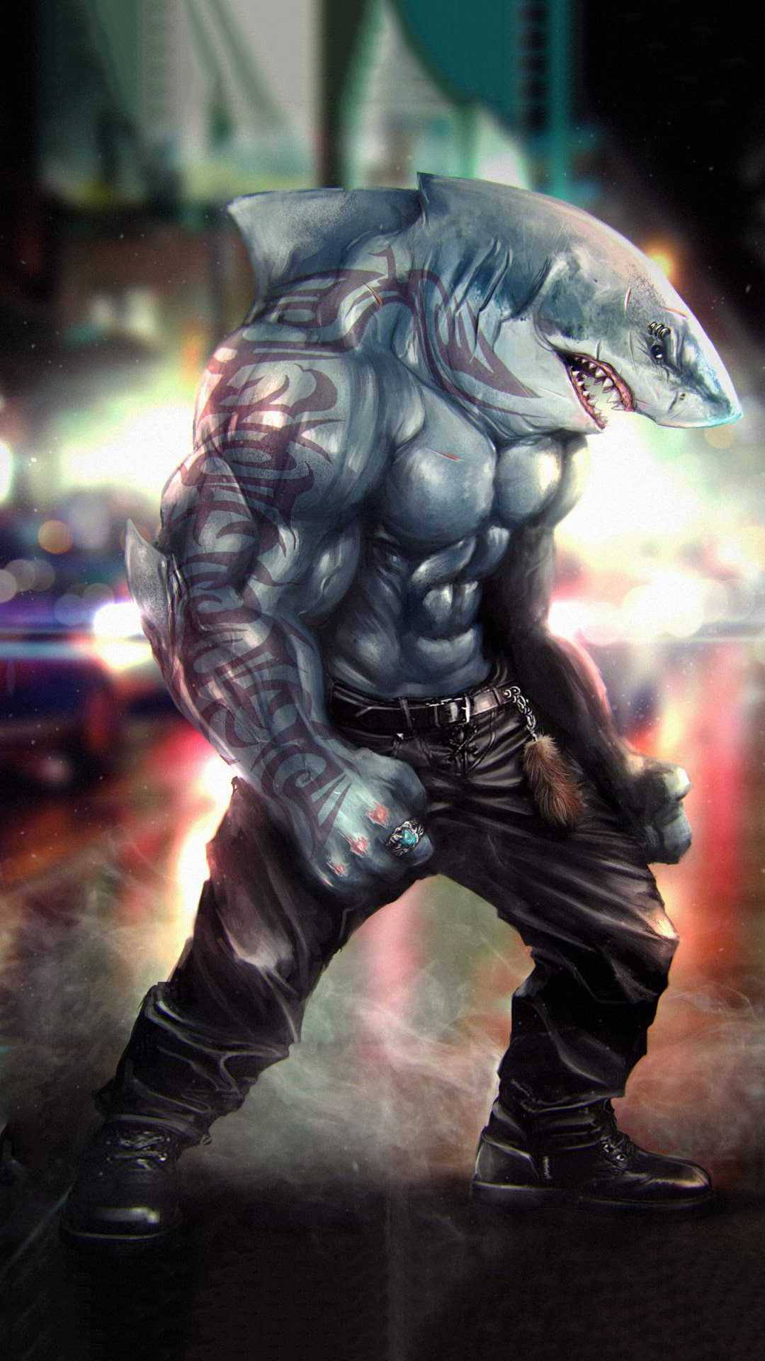 Tattooed King Shark Digital Art Background