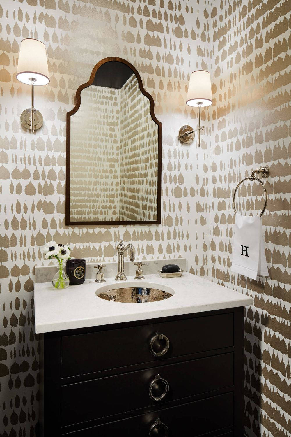 Taupe Black Powder Room Aesthetic Mirror Background