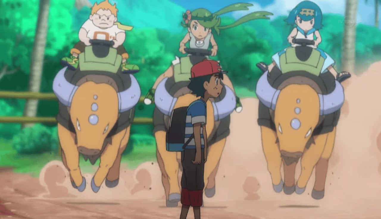 Tauros Charging Towards Ash Background