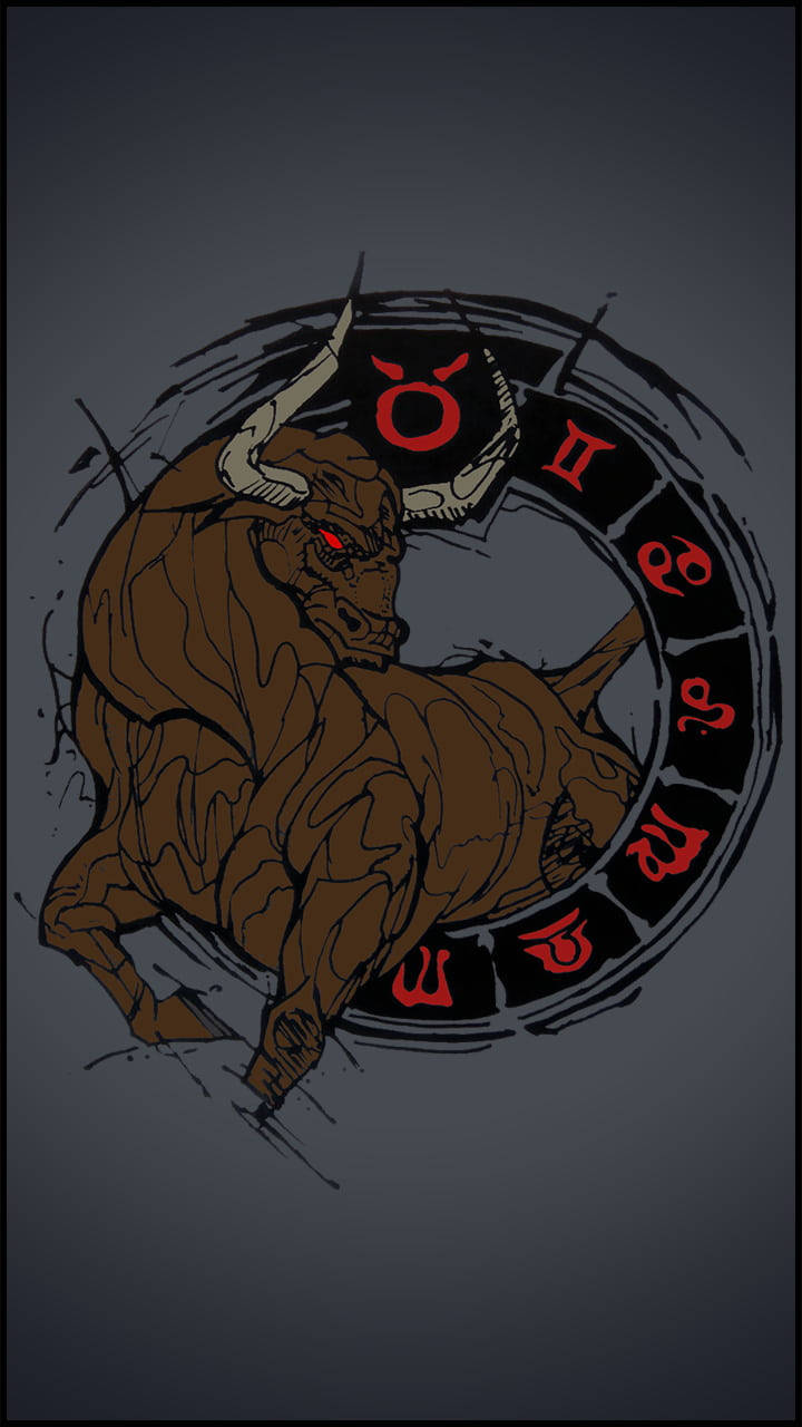 Taurus Raging Symbols Circle Background