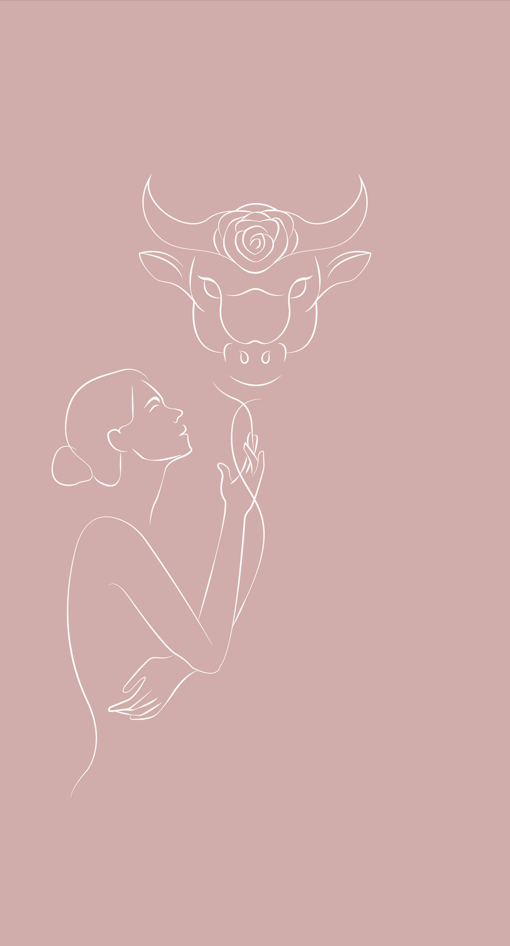 Taurus Zodiac Feminine Lines Background