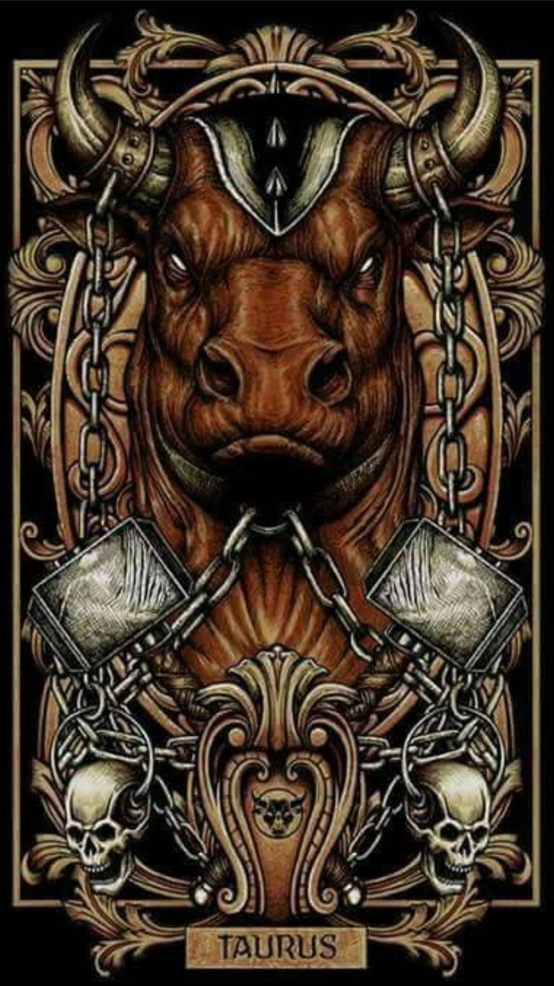 Taurus Zodiac Heavy Metal Tarot Background