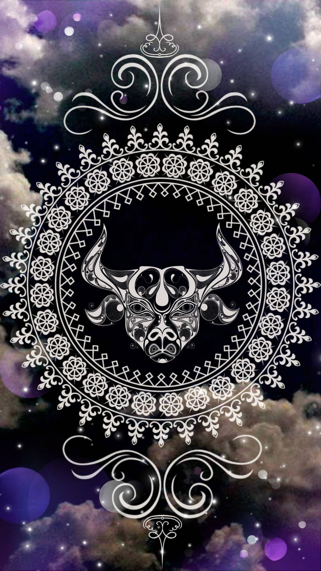 Taurus Zodiac Mandala Art Background