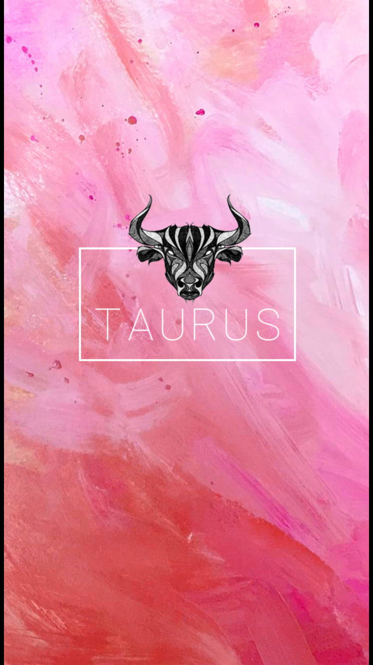 Taurus Zodiac Pink Brush Strokes Background