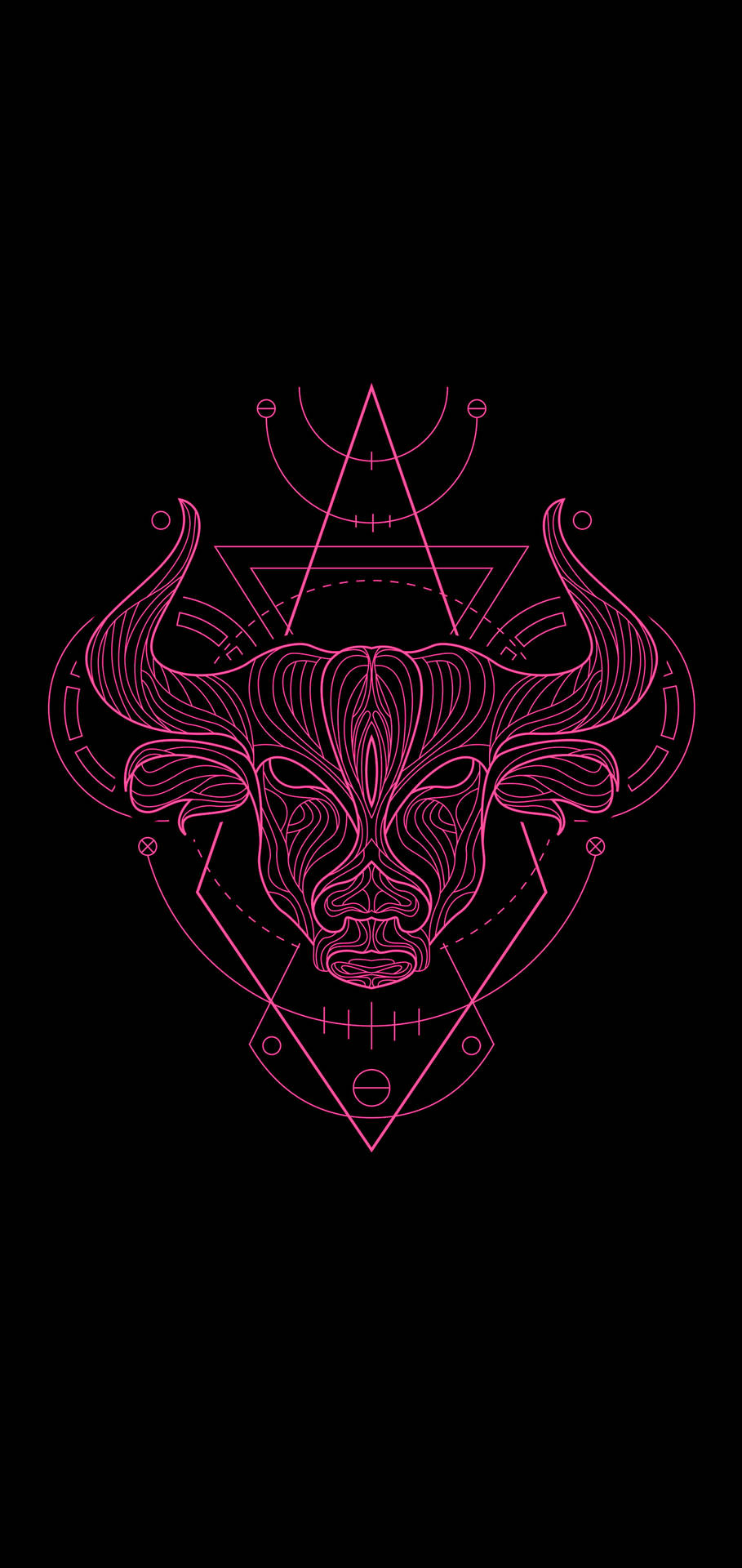 Taurus Zodiac Pink Line Work Background