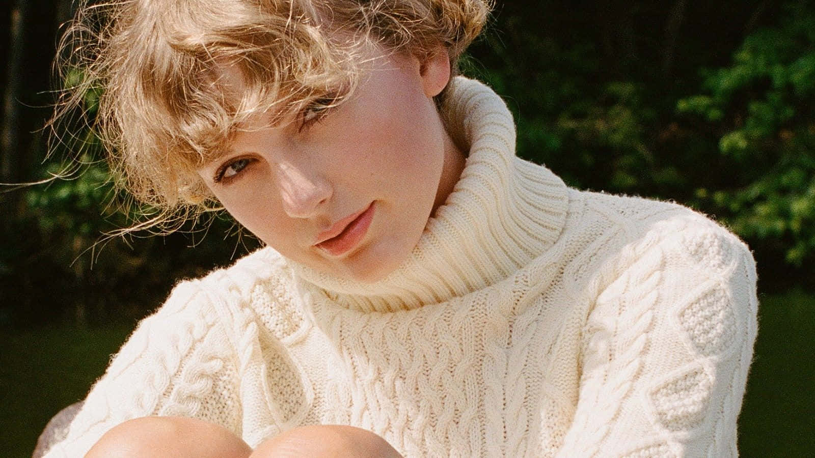 Taylor Swift Folklore Wearing White Cardigan