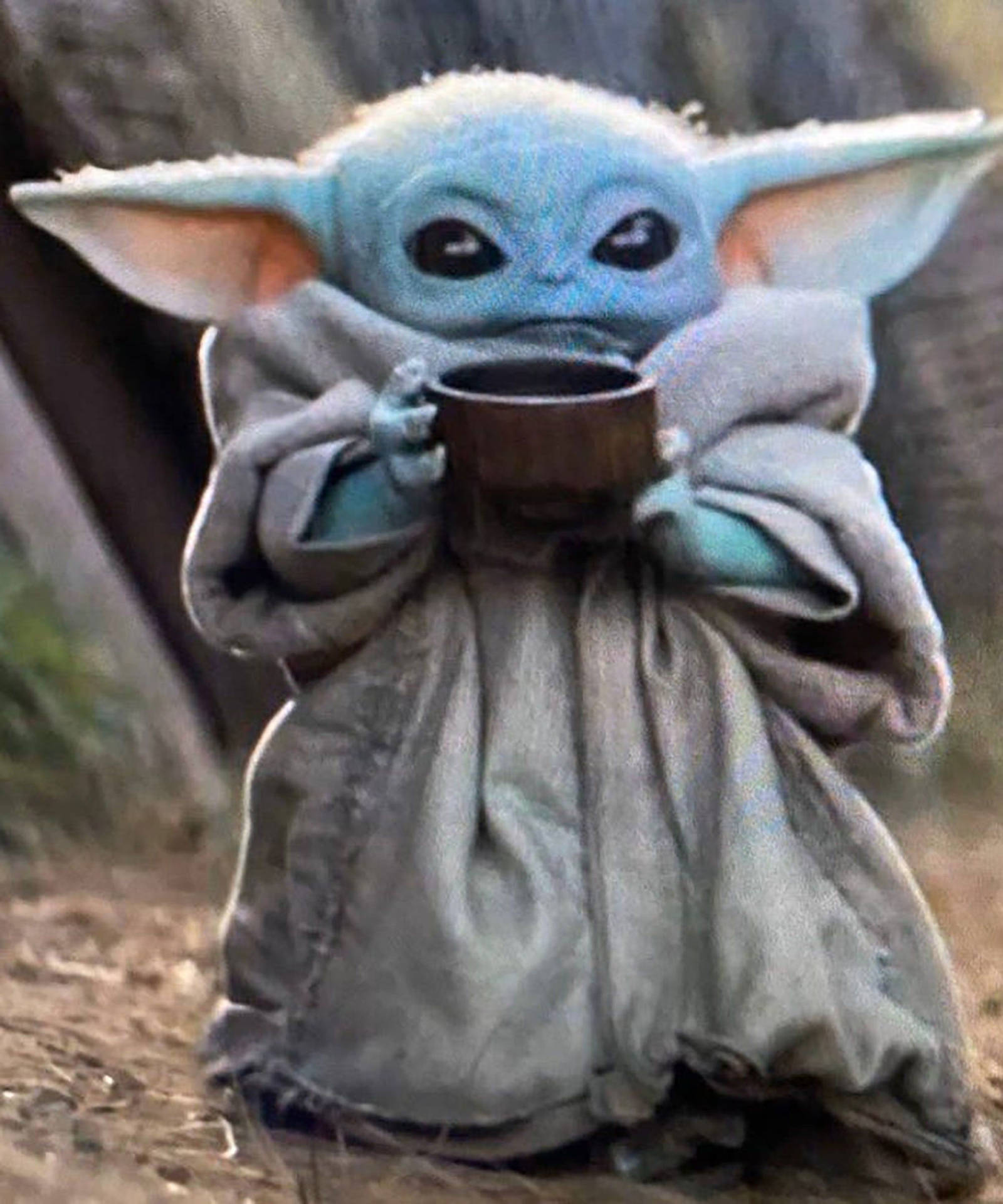 Tea Cup And Baby Yoda Background