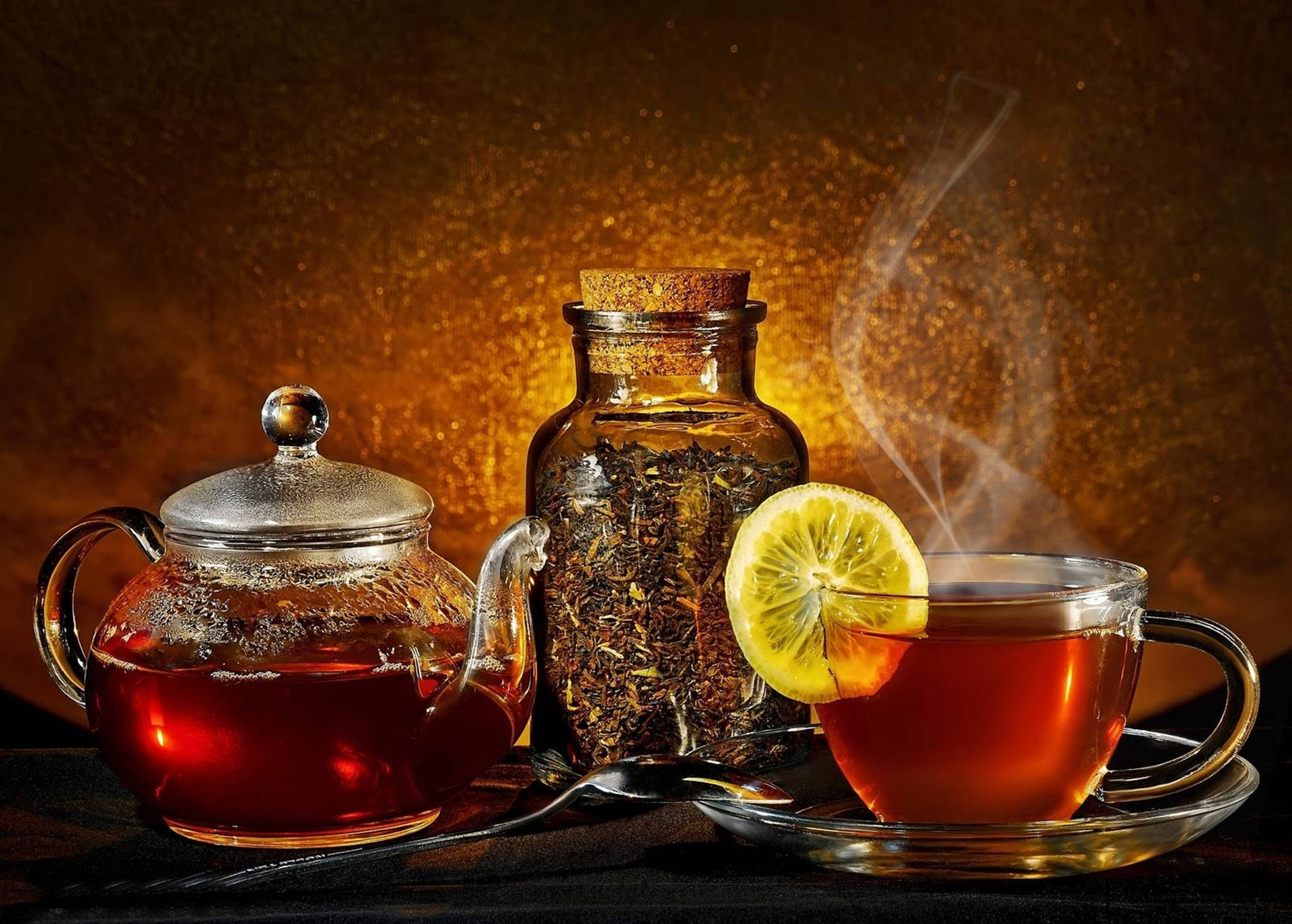 Tea On Brown Aesthetic Backdrop Background