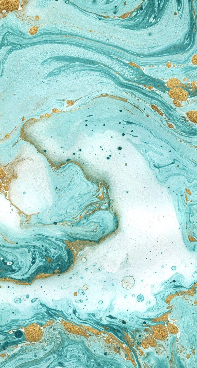 Teal And Gold Marble Iphone Background