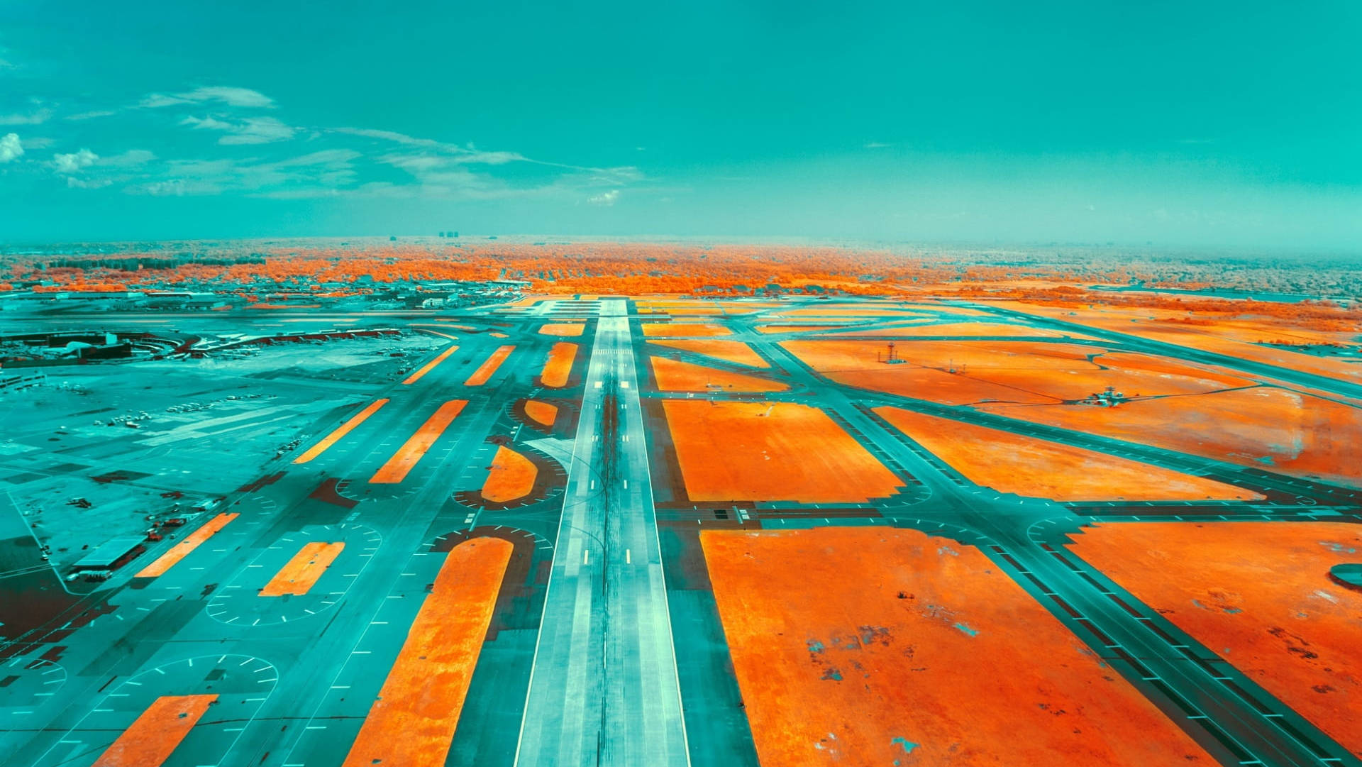 Teal And Orange Airport Runway