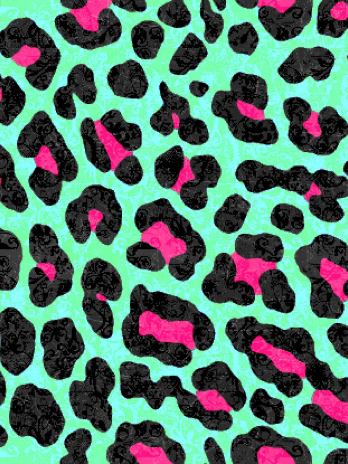 Teal And Pink Cute Leopard Print Background