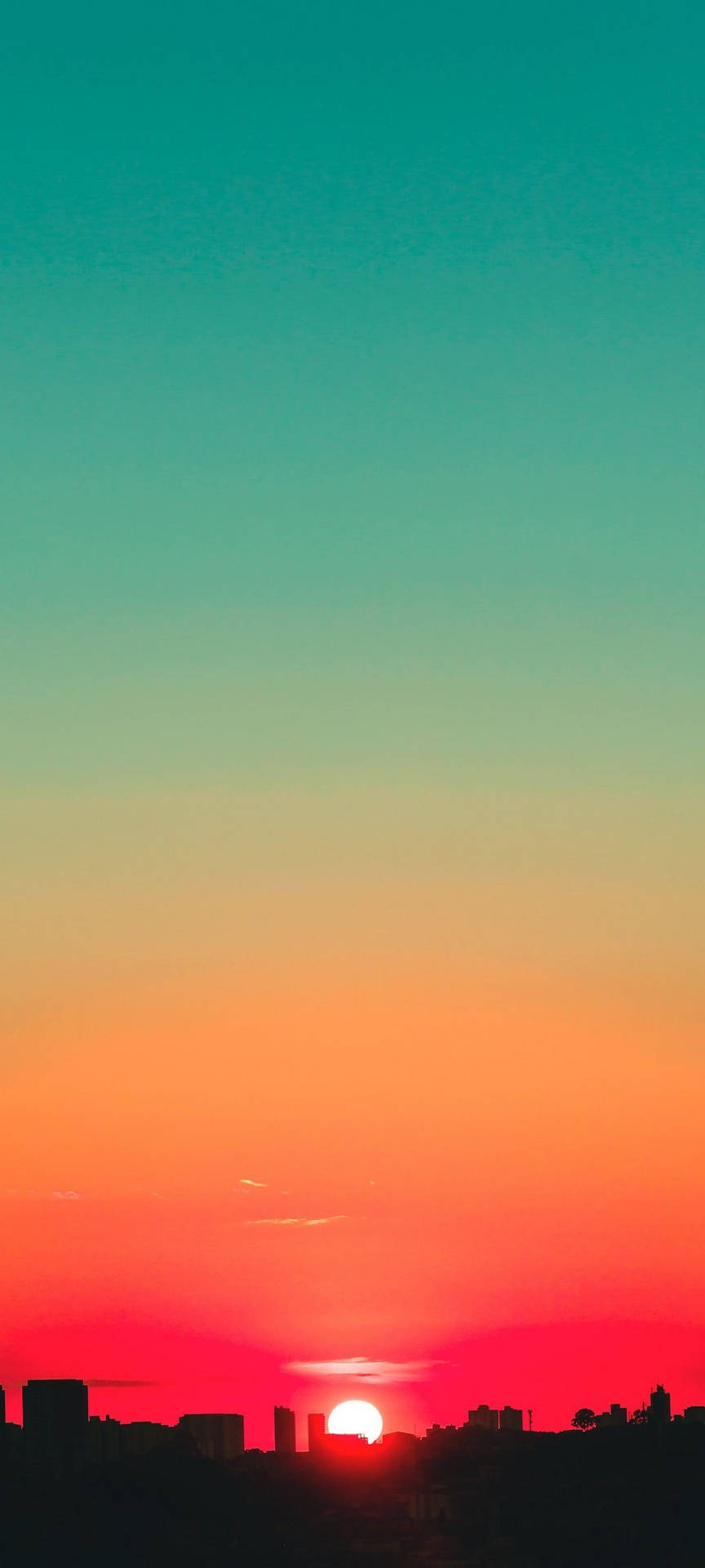 Teal And Red Sunset Sky Background