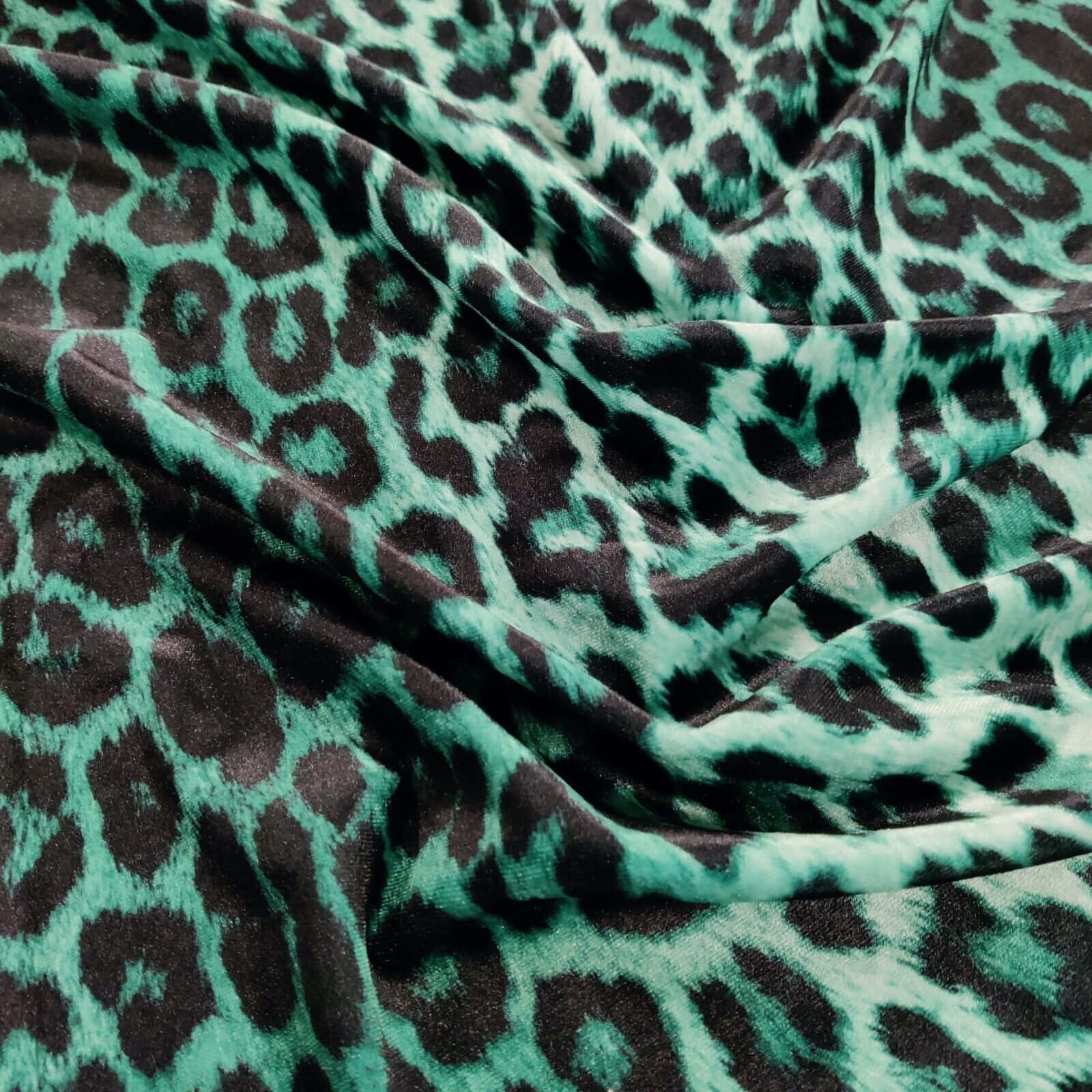 Teal Black Leopard Print Fabric Background