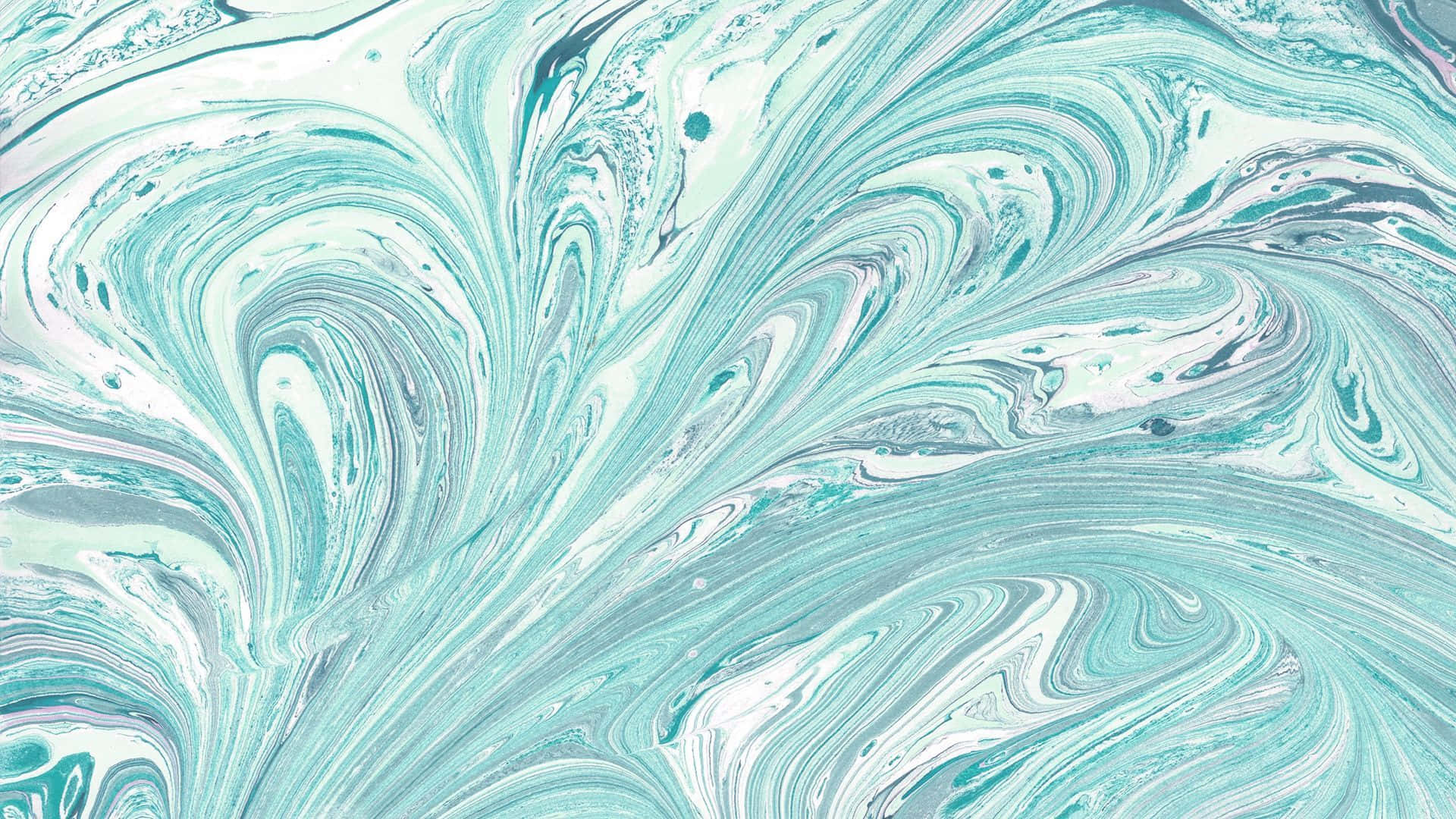 Teal Blue Flowing Marble Laptop Background