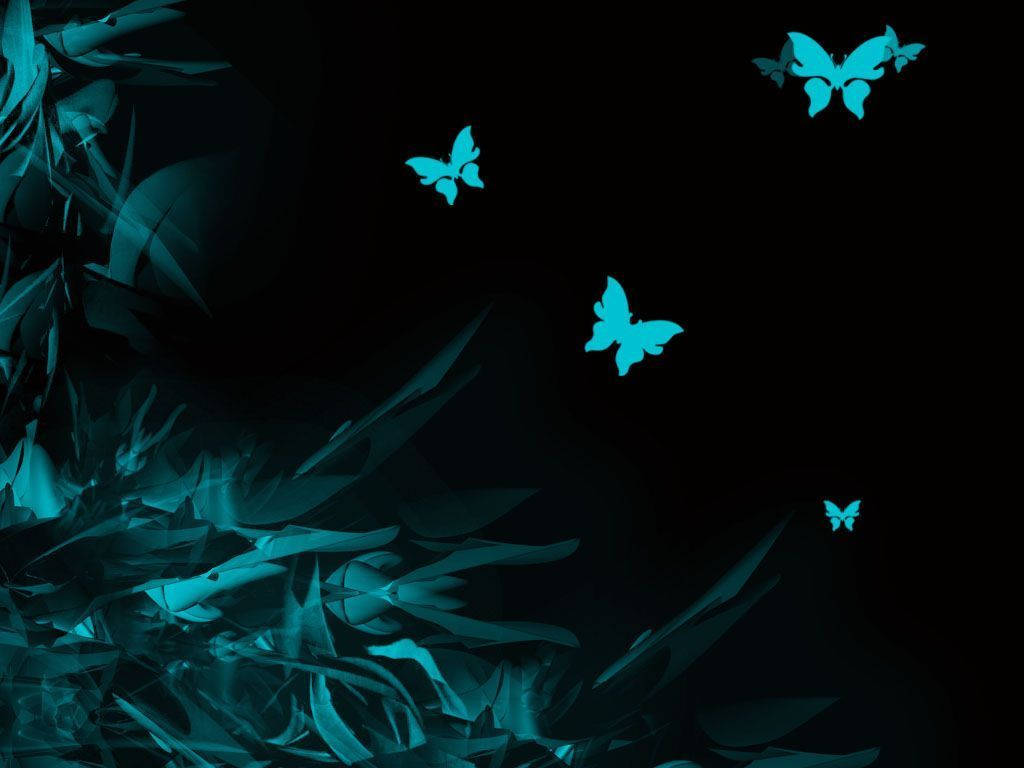 Teal Butterfly Abstract Beautiful Dark Backdrop