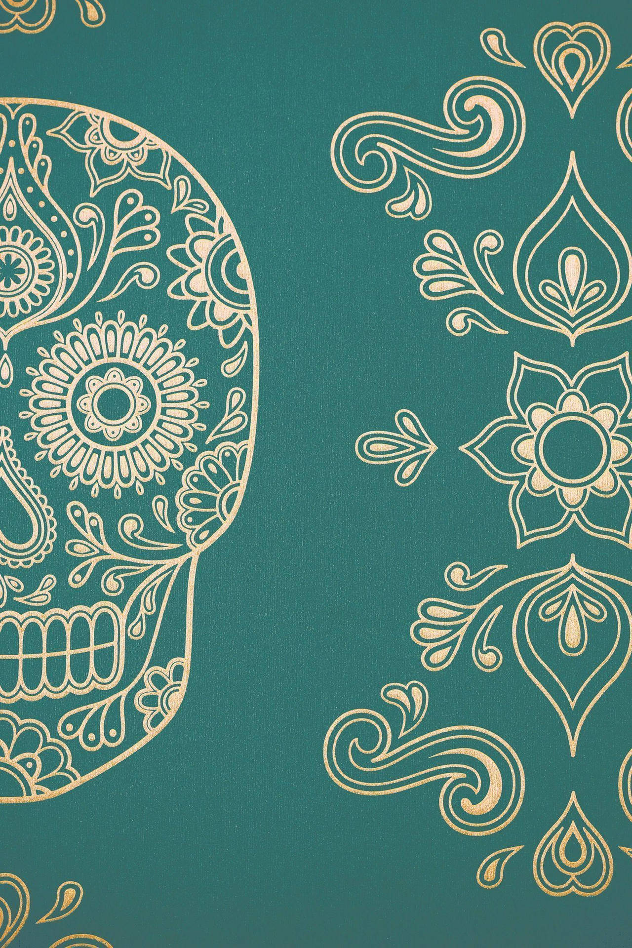 Teal Day Of The Dead For Phone Background