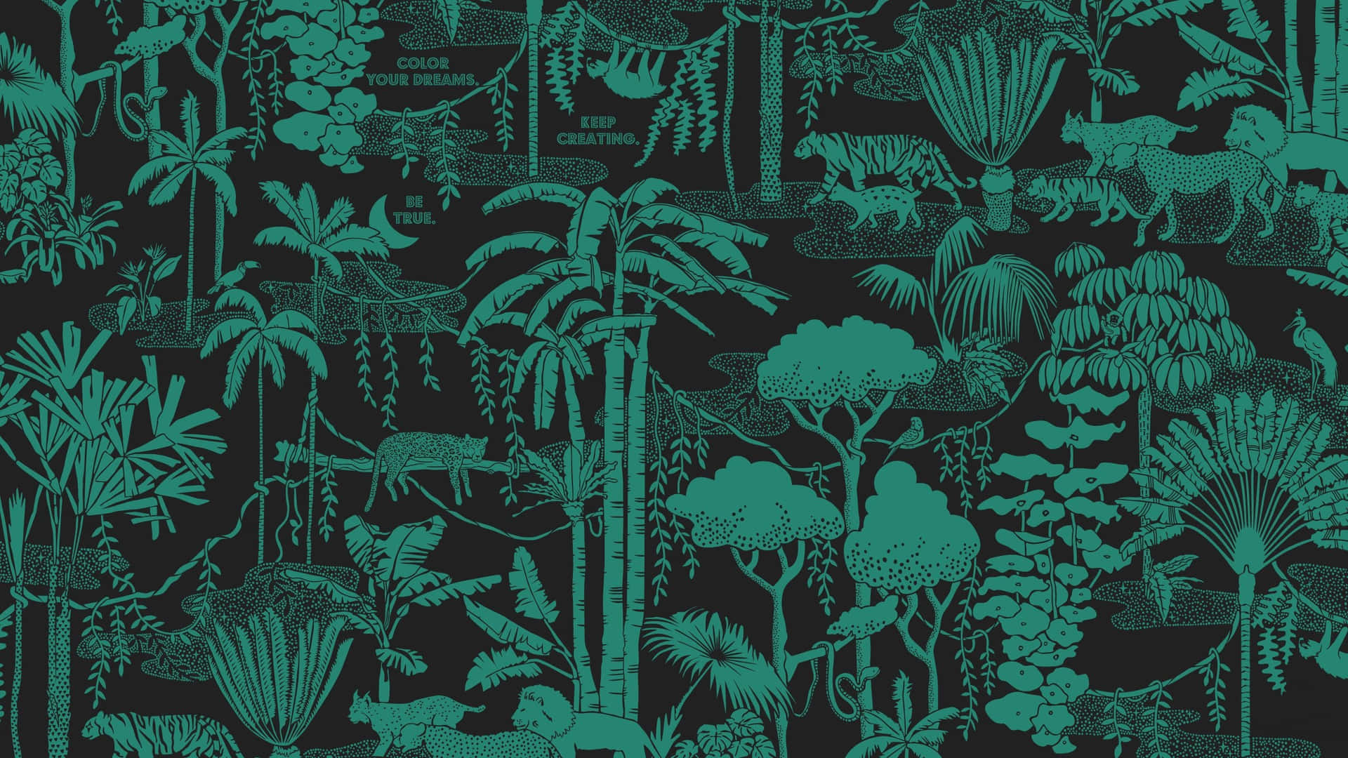 Teal Desktop Forest Art Background