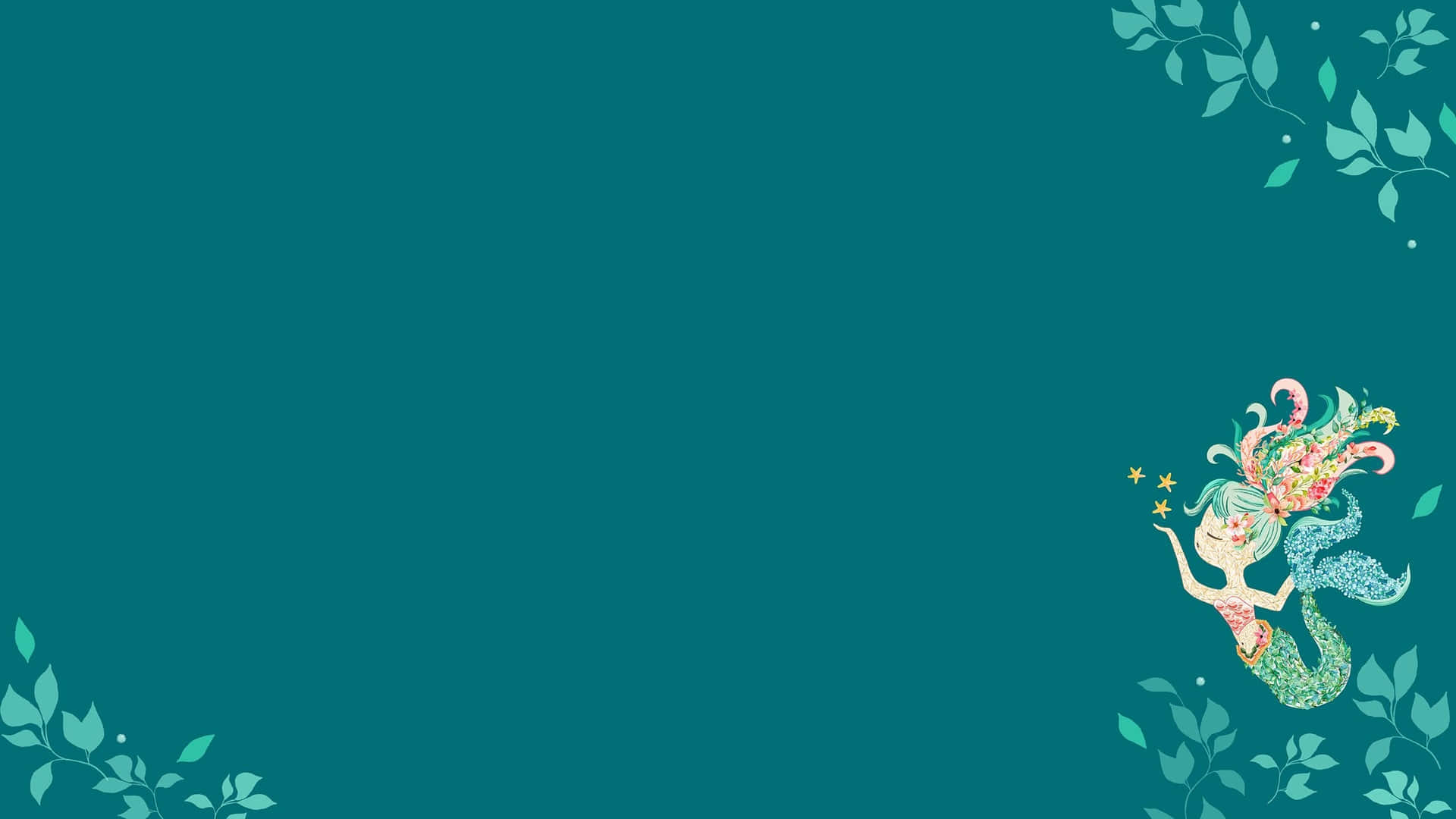 Teal Desktop Mermaid Art Background
