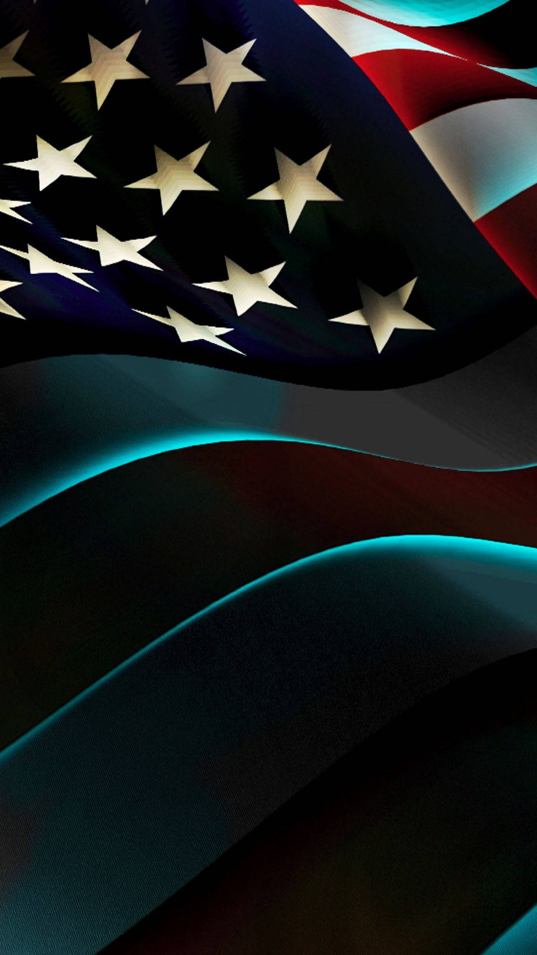 Teal Effects On Flag Of America Iphone Background