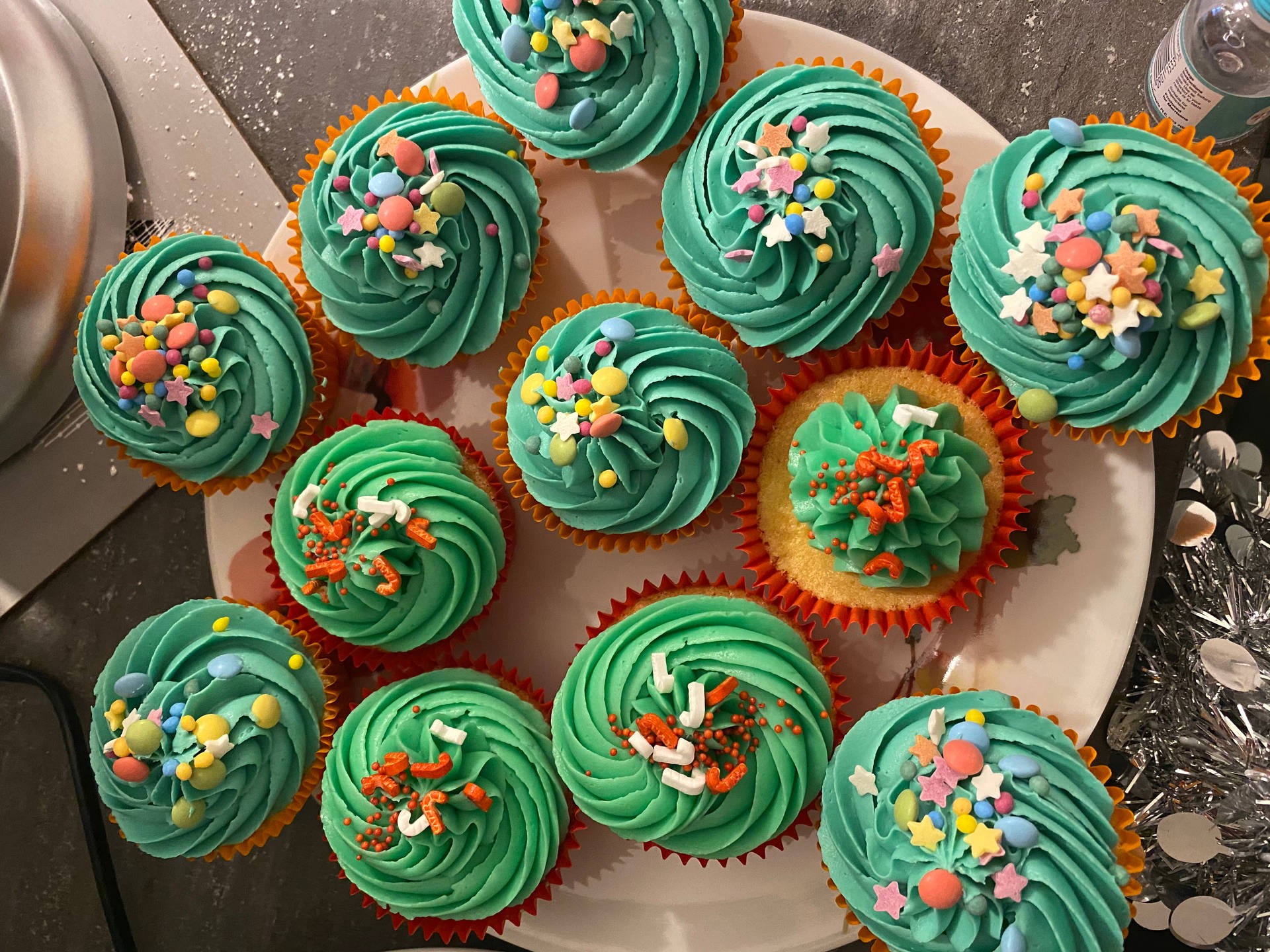 Teal Green Cupcakes Background