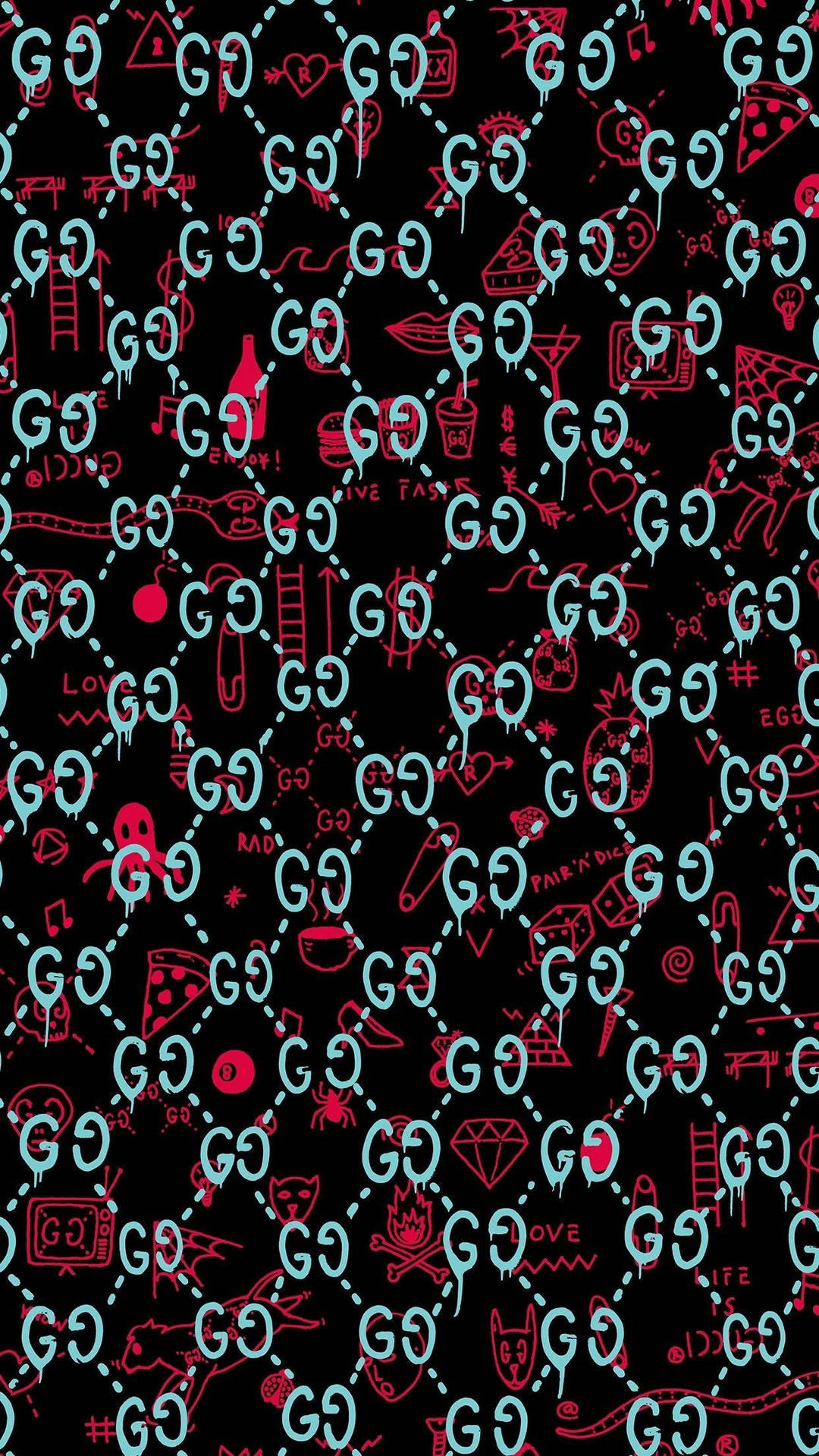 Teal Gucci Pattern Background