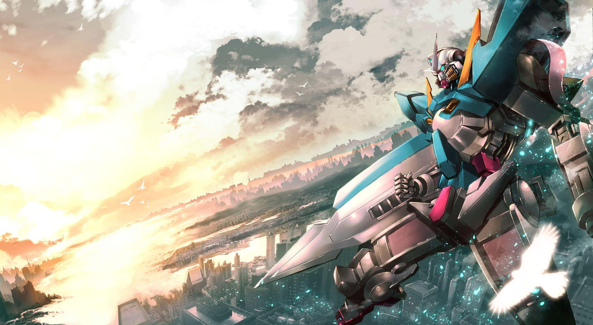 Teal Gundam Desktop Background