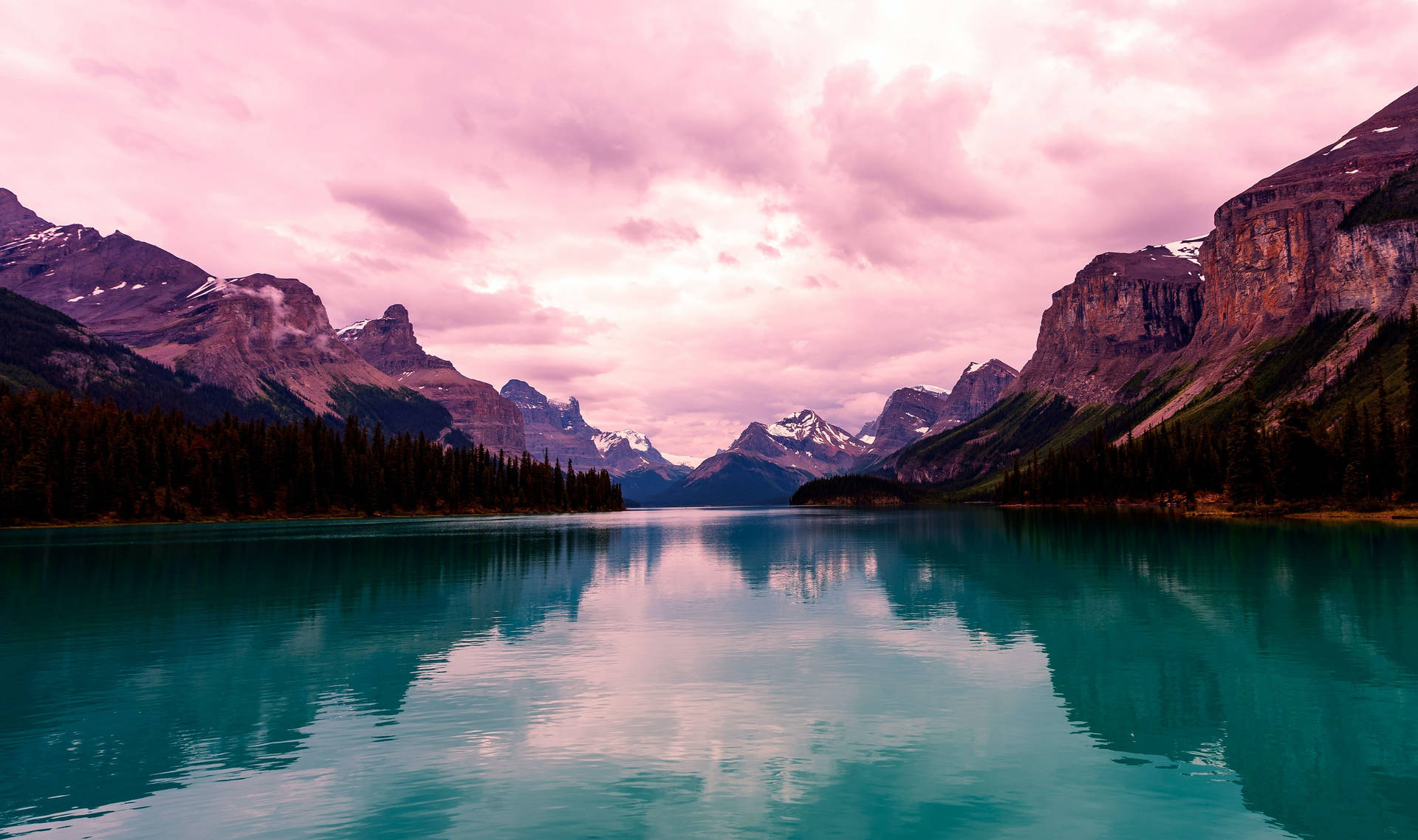 Teal Lake Hd Landscape Desktop Background