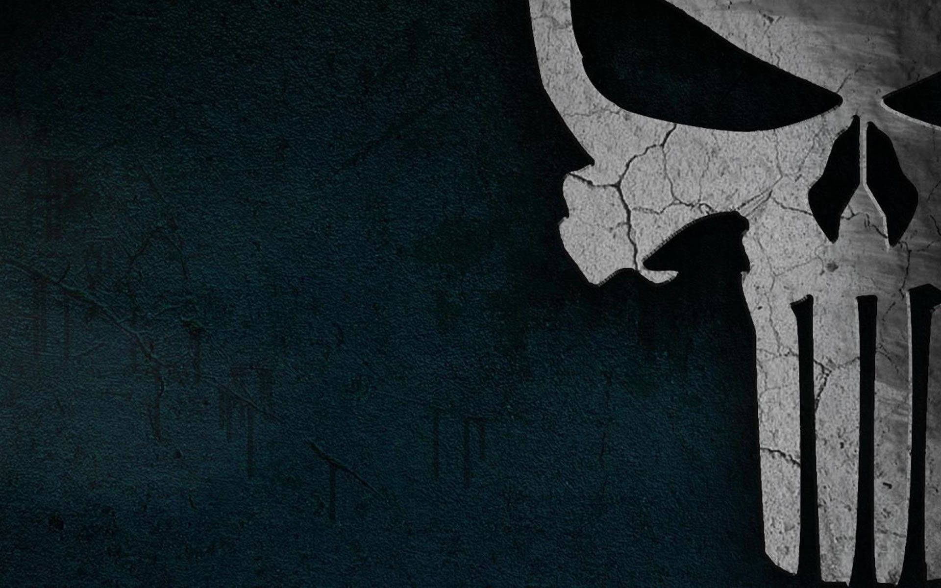 Teal Offset Half Punisher Skull Background