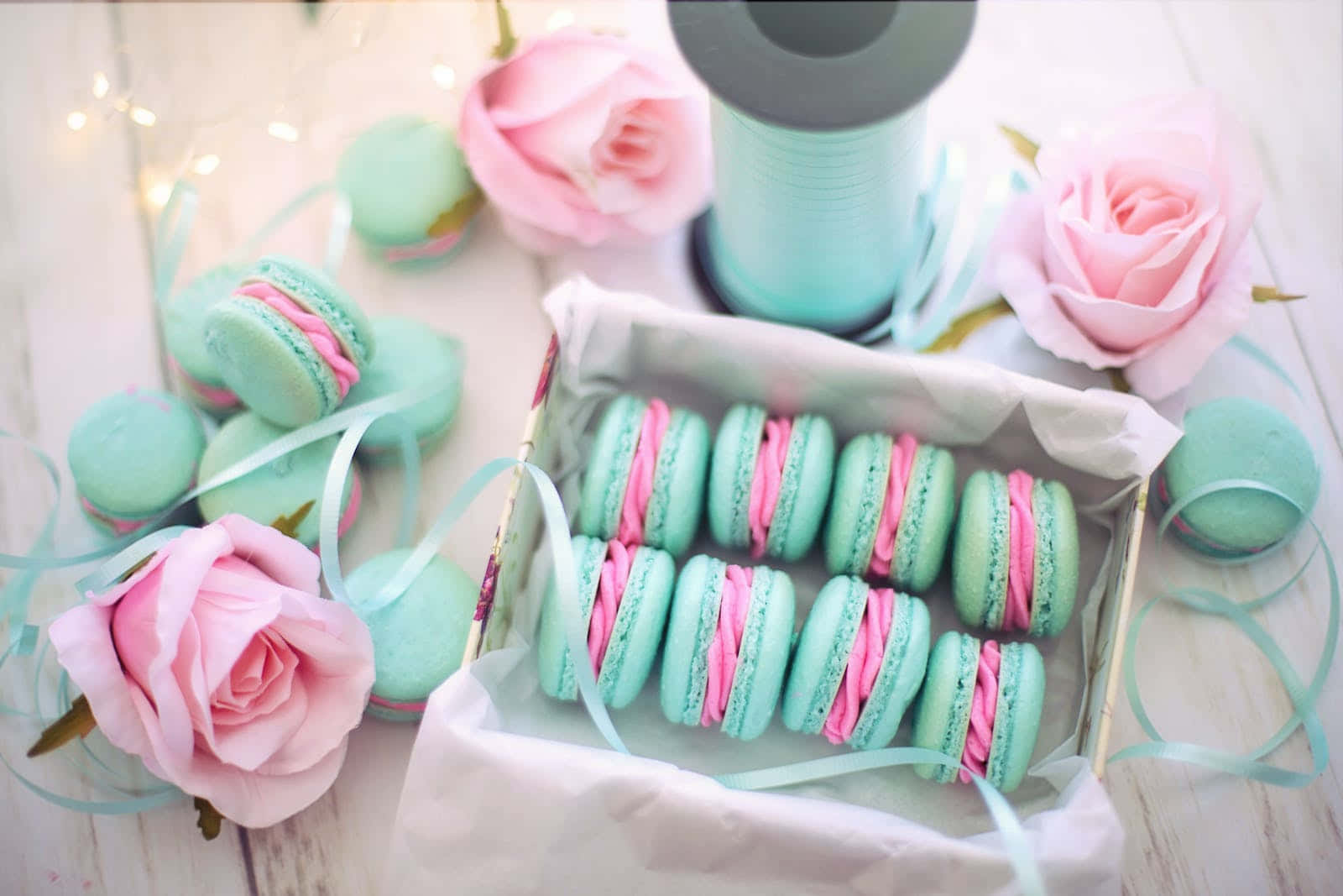 Teal Pastel Easter Macaroons