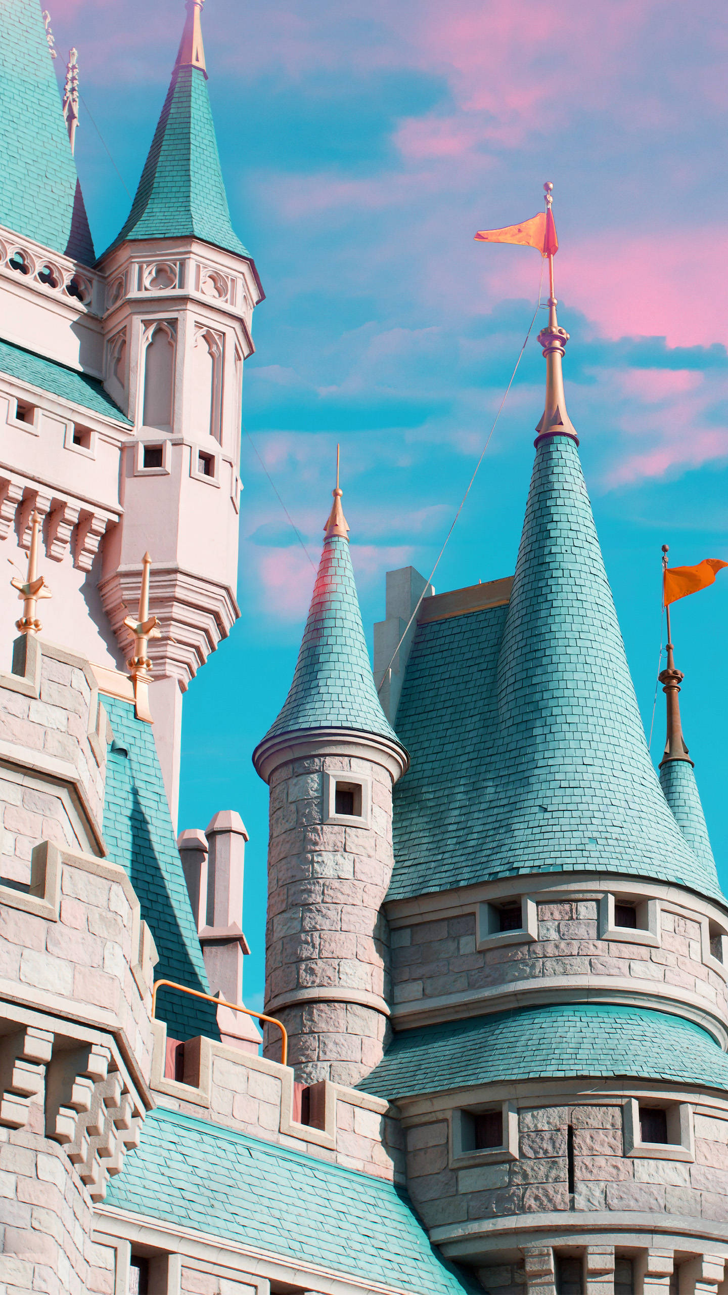 Teal Pink Disneyland Background