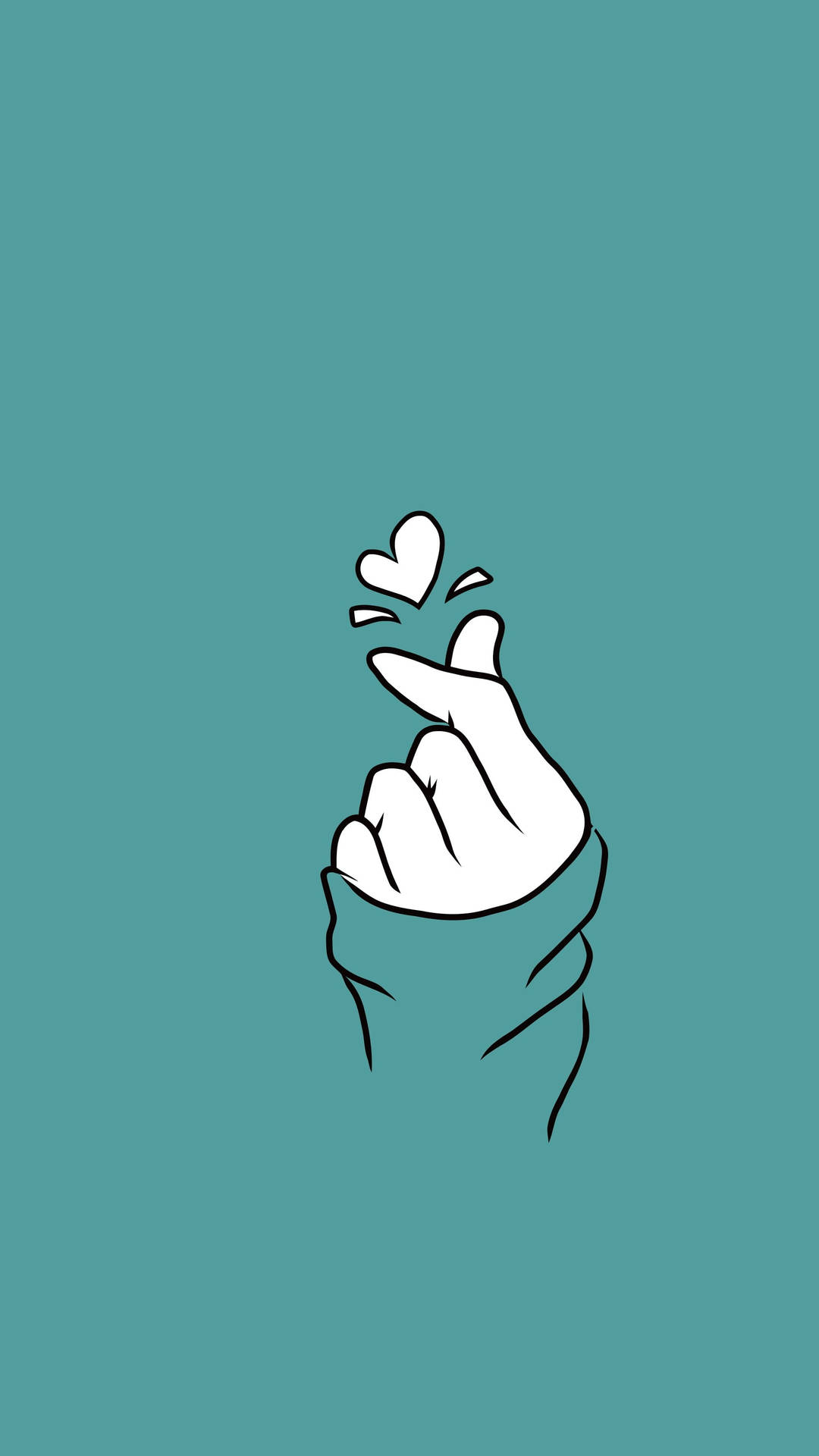 Teal Saranghae Finger Heart Background