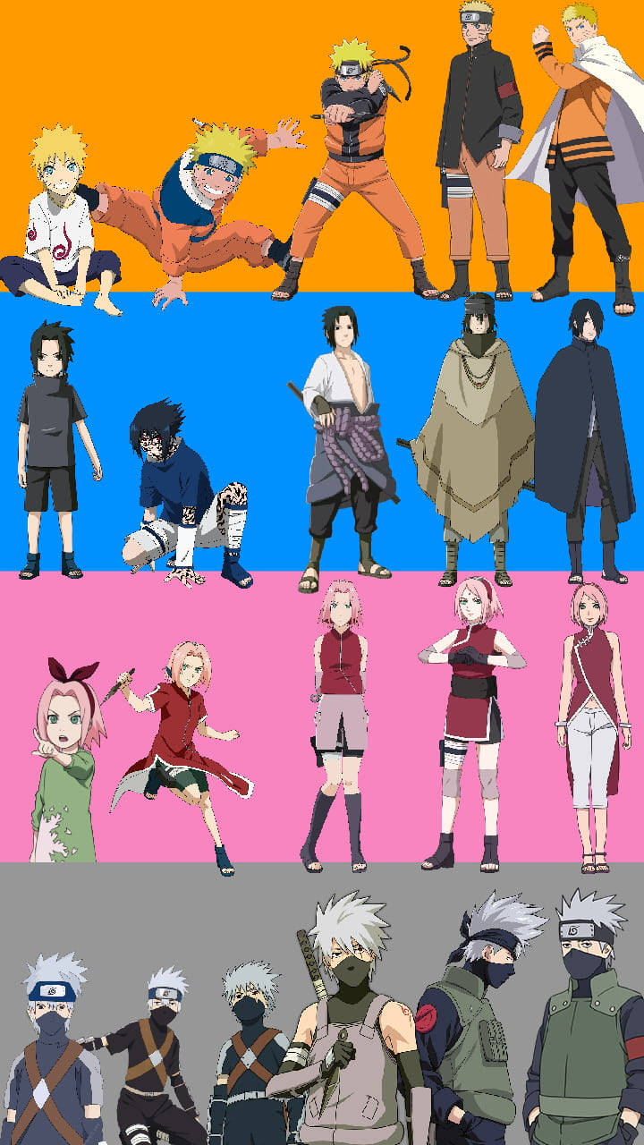 Team 7 Growth Naruto Iphone Background