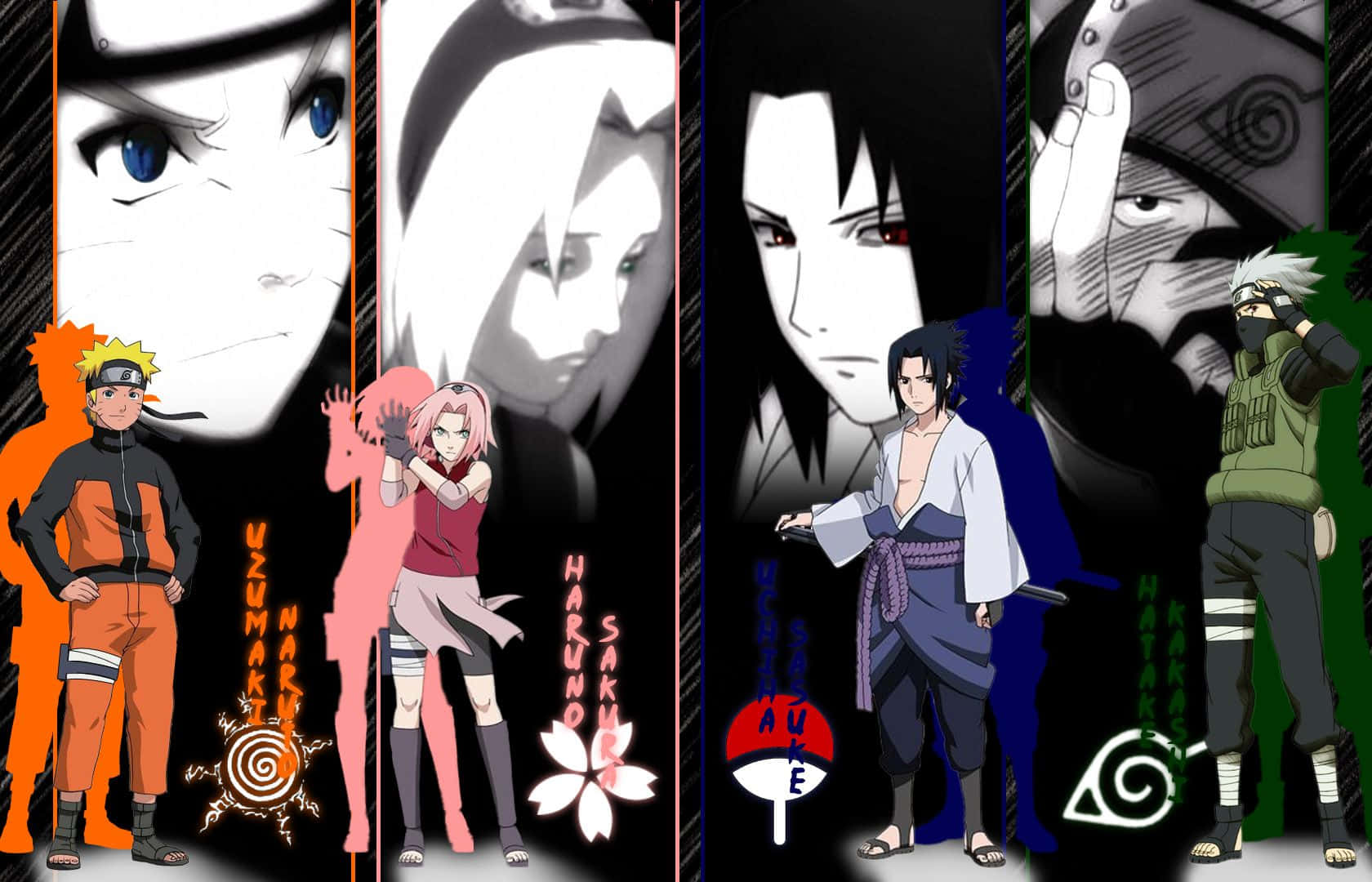 Team 7 Naruto Character Logos Background