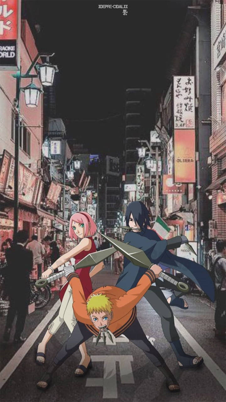 Team 7 Naruto City Iphone Background