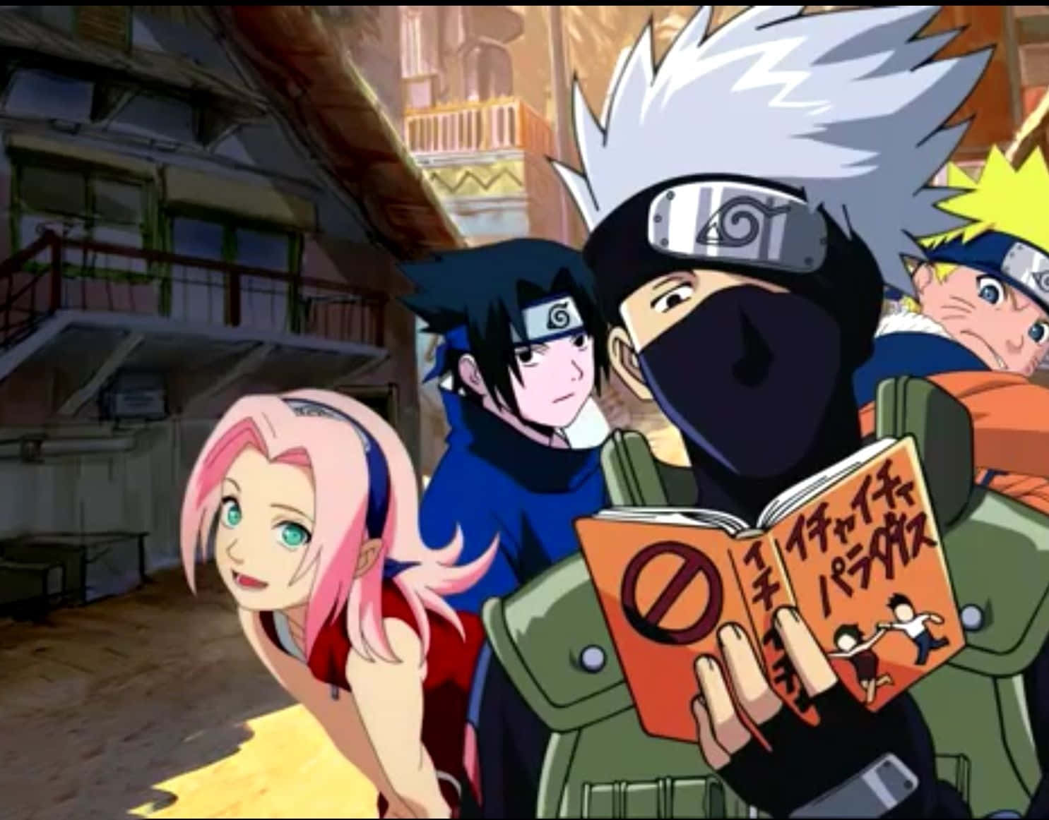 Team 7 Naruto Kakashi Reading Background