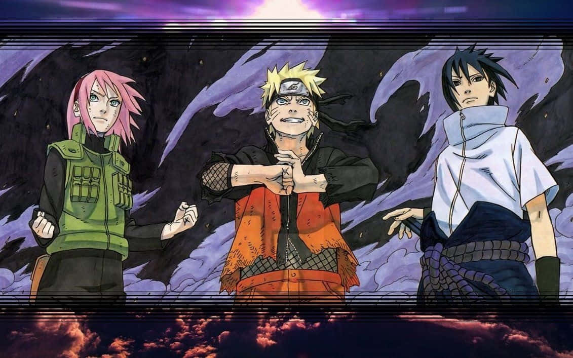 Team 7: Naruto, Sakura, Sasuke And Kakashi Taking A Break Background