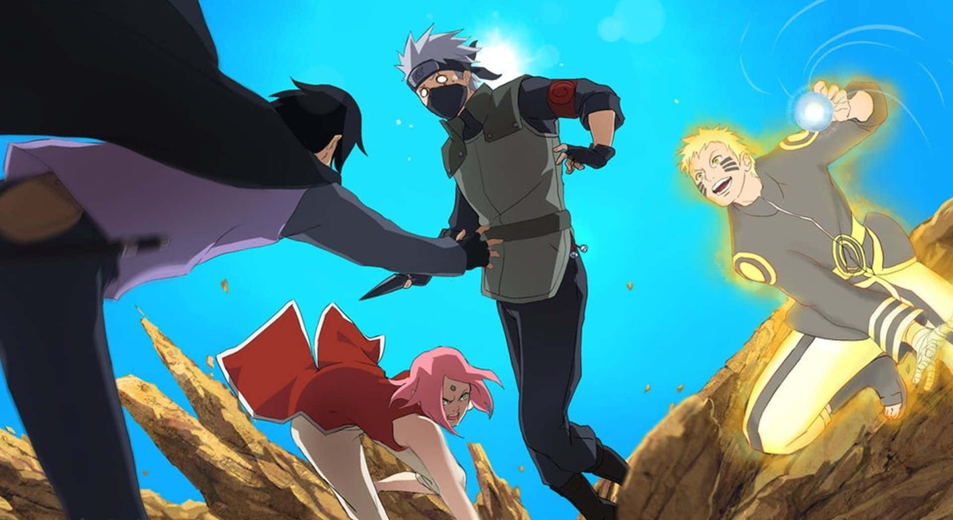 Team 7 Reunites - Naruto, Sakura, Sai, And Yamato Background