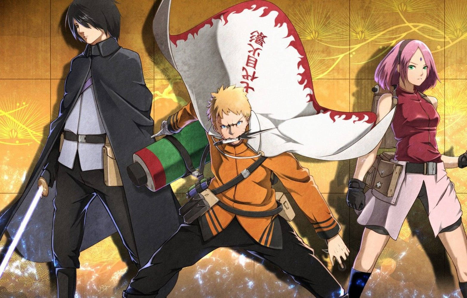 Team 7 Sasuke Sakura And Naruto Hokage Background