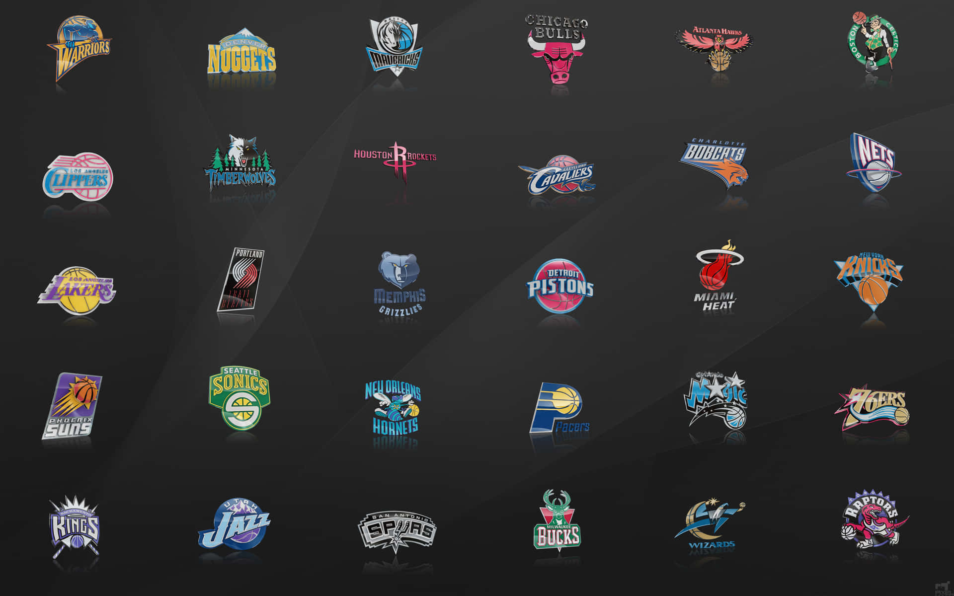 Team Nba Logos On Matte Steel Background