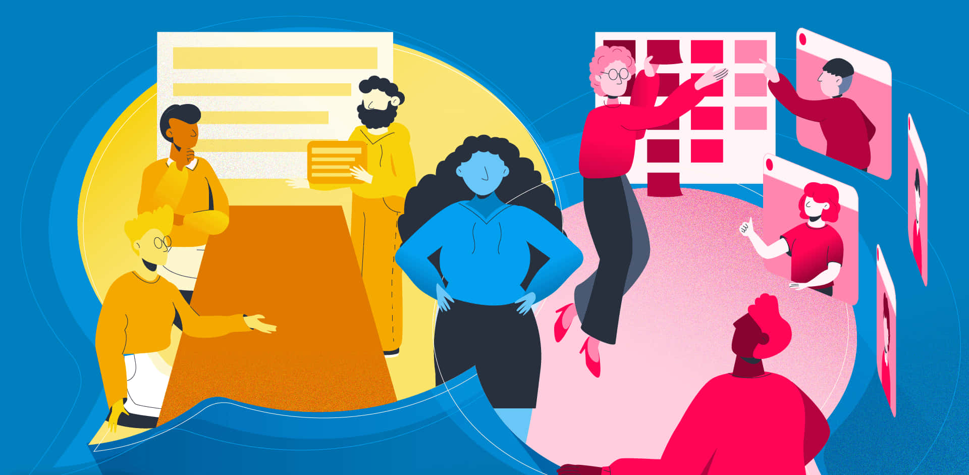 Team Retrospective Session Illustration Background