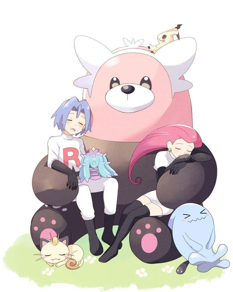 Team Rocket With Mareanie, Bewear, And Mimikyu Background