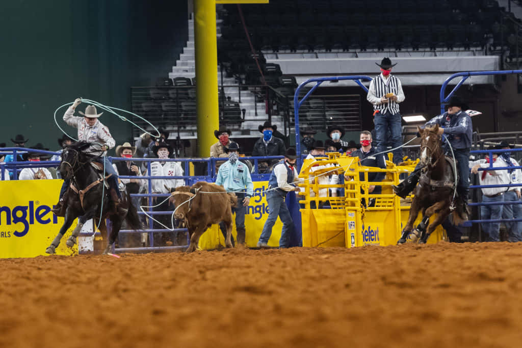 Team Roping On The Brown Soil